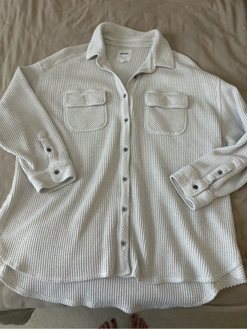 Aerie Oversized Waffle Knit Button Down
